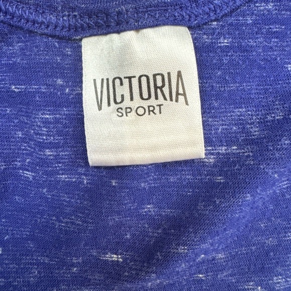 Victoria Sport Blue Heathered Cutout Back Tank Top Activewear Athletic Top - Picture 5 of 6